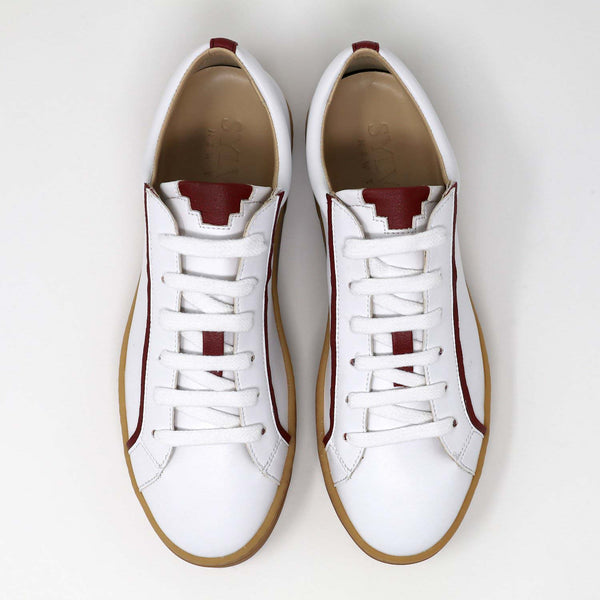 MEL white/scarlet vegan apple leather sneakers - Sylven New York