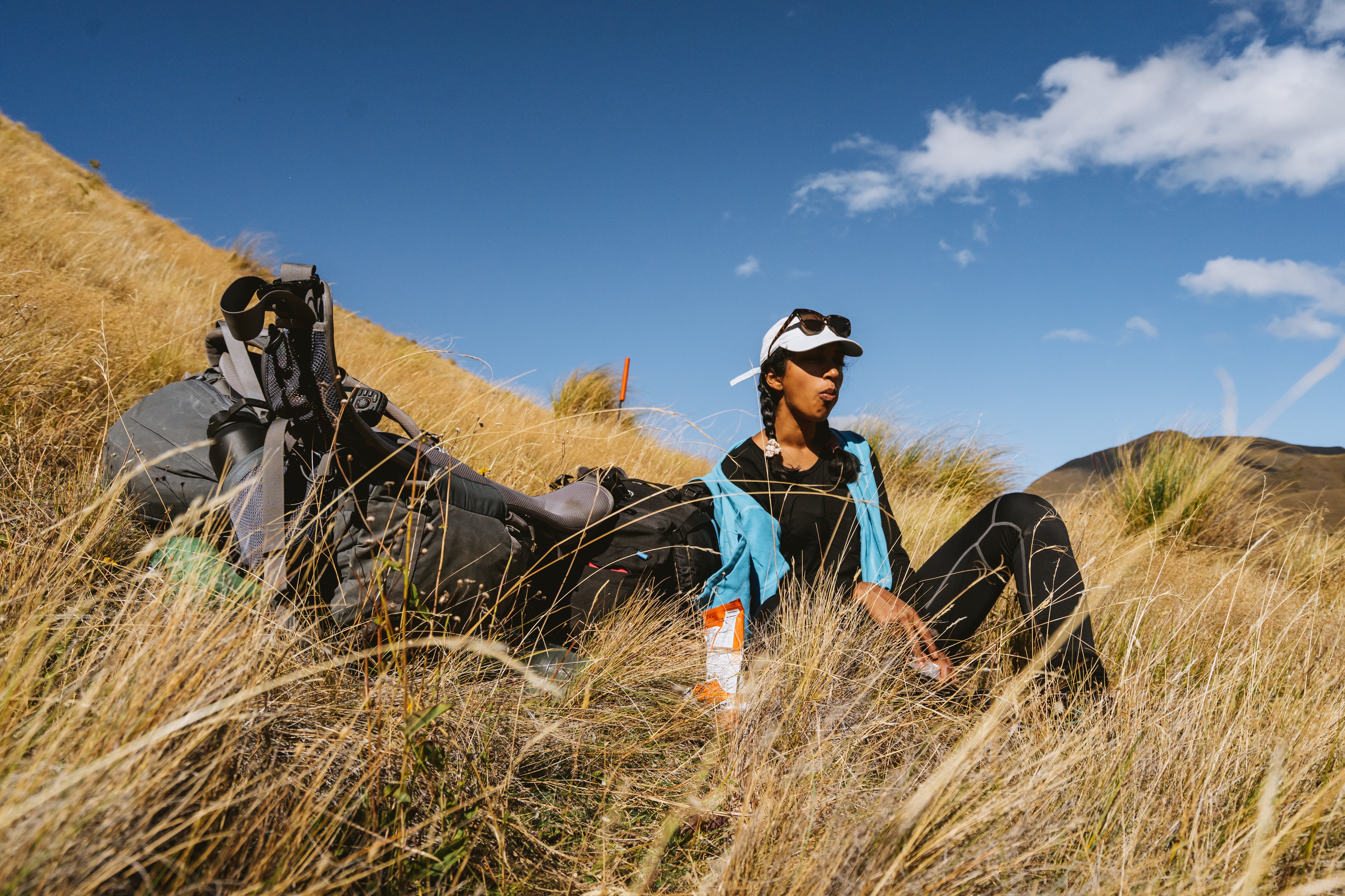 Ish relaxing on the Motatapu Alpine Track