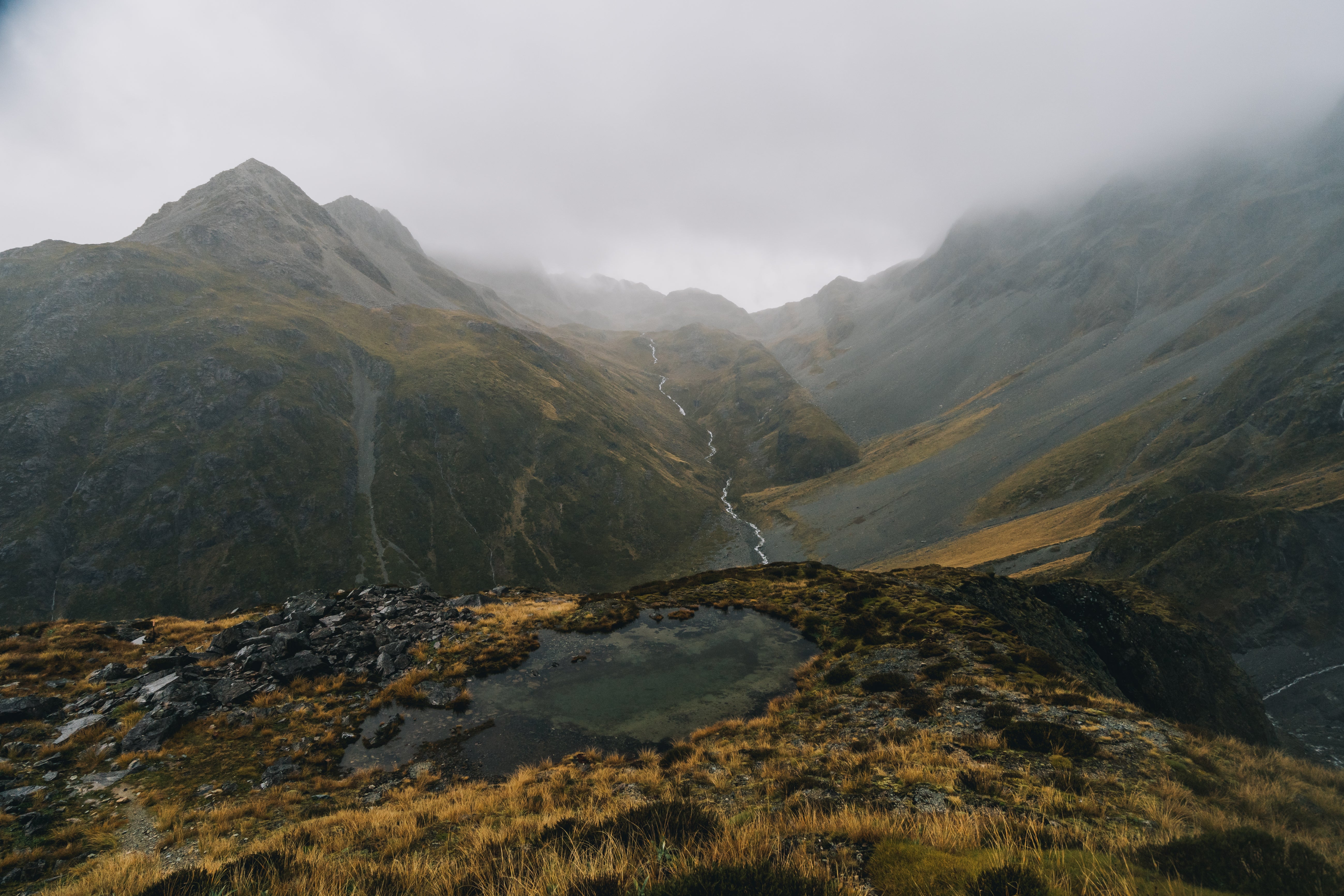 Staring down Waiau Pass to the Waiau River