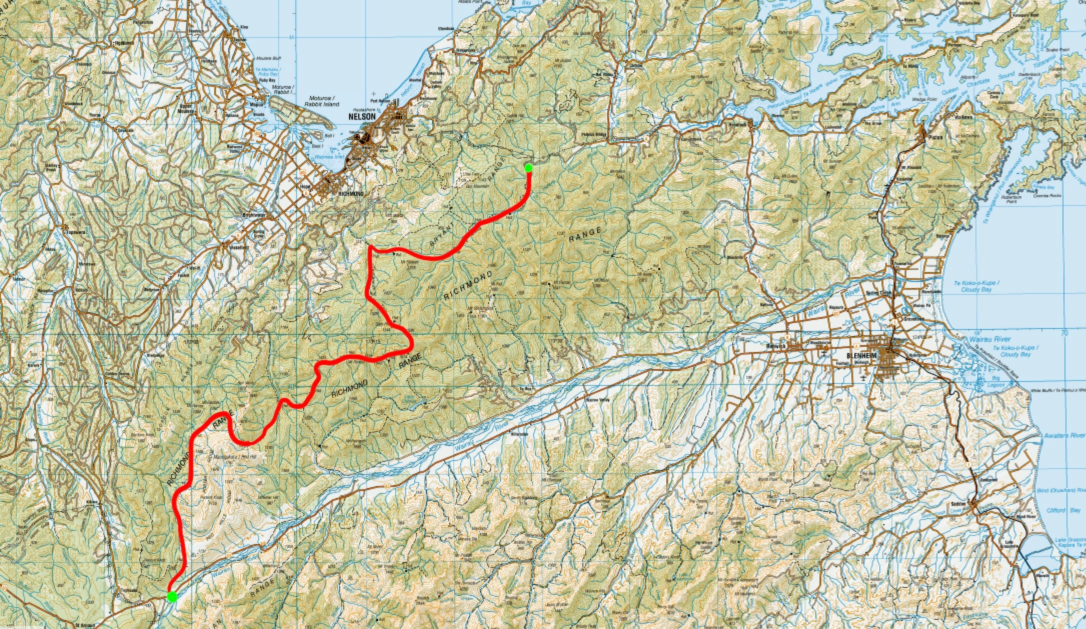 Map of Richmond Alpine Track