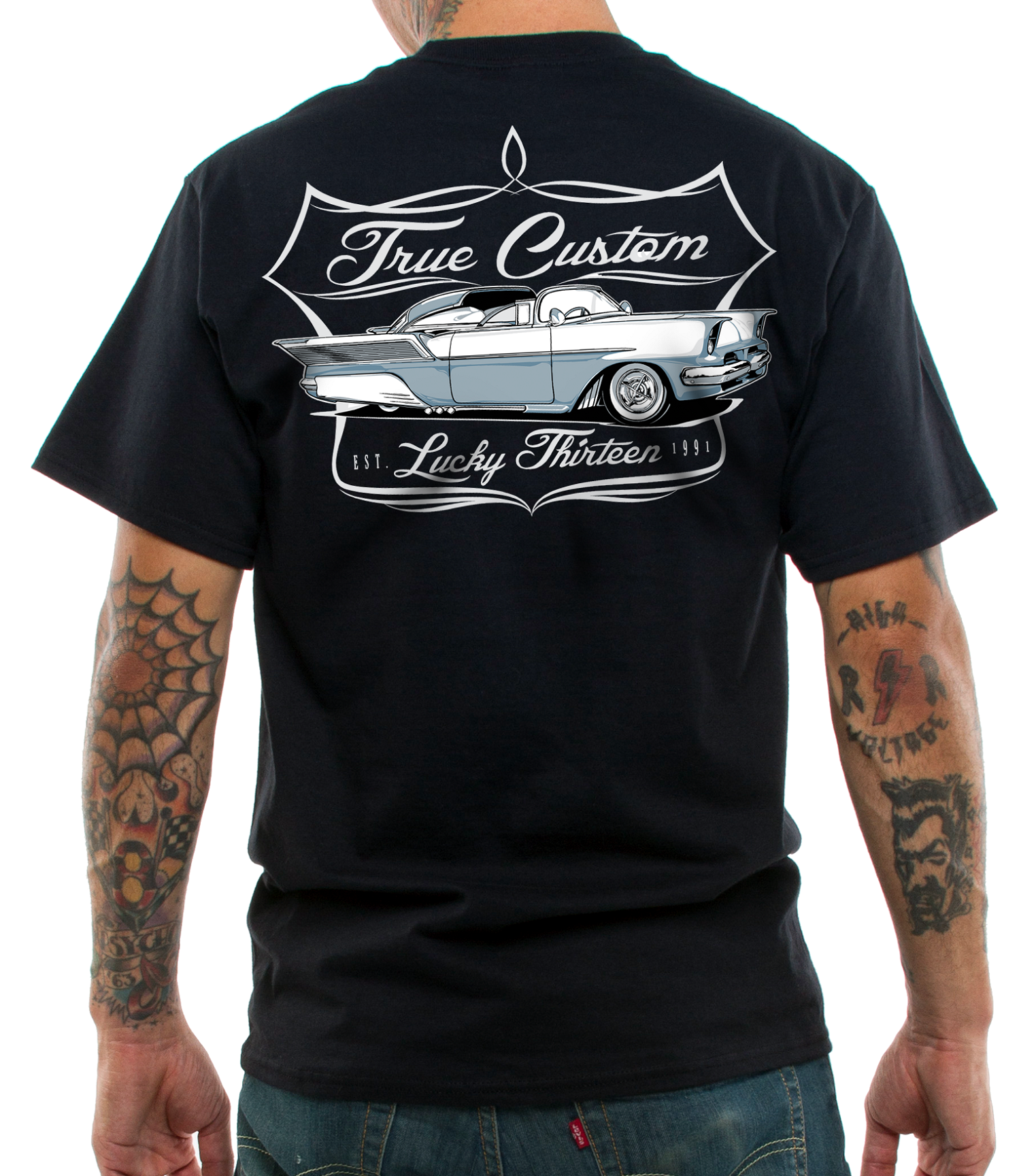 TRUE CUSTOM Mens Short Sleeve Tee Shirt By Lucky 13 Black – Grease, Gas ...