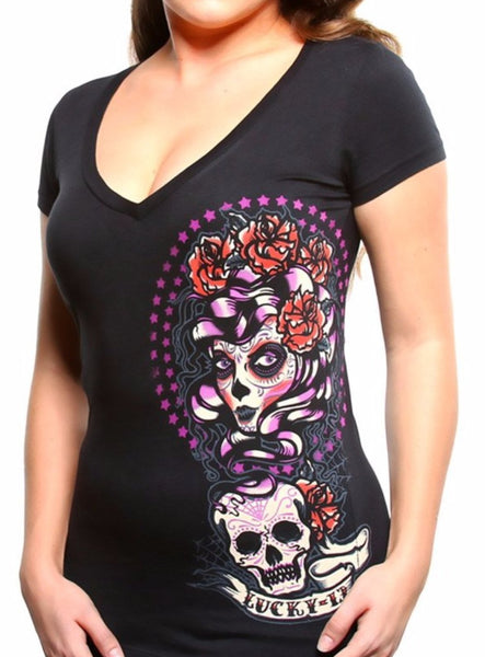 The SHADOW LADY Deep V-Neck Tee – Grease, Gas And Glory