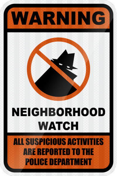 Suspicious activity. Neighborhood watch. Neighbourhood watch all suspicious activity as reported to Police.