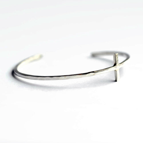 Sterling Silver Cross Bangle Bracelet Faith Jewelry