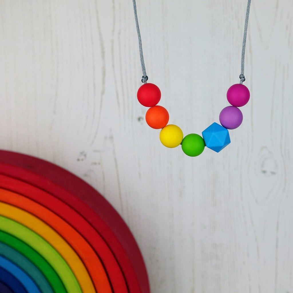 rainbow teething necklace