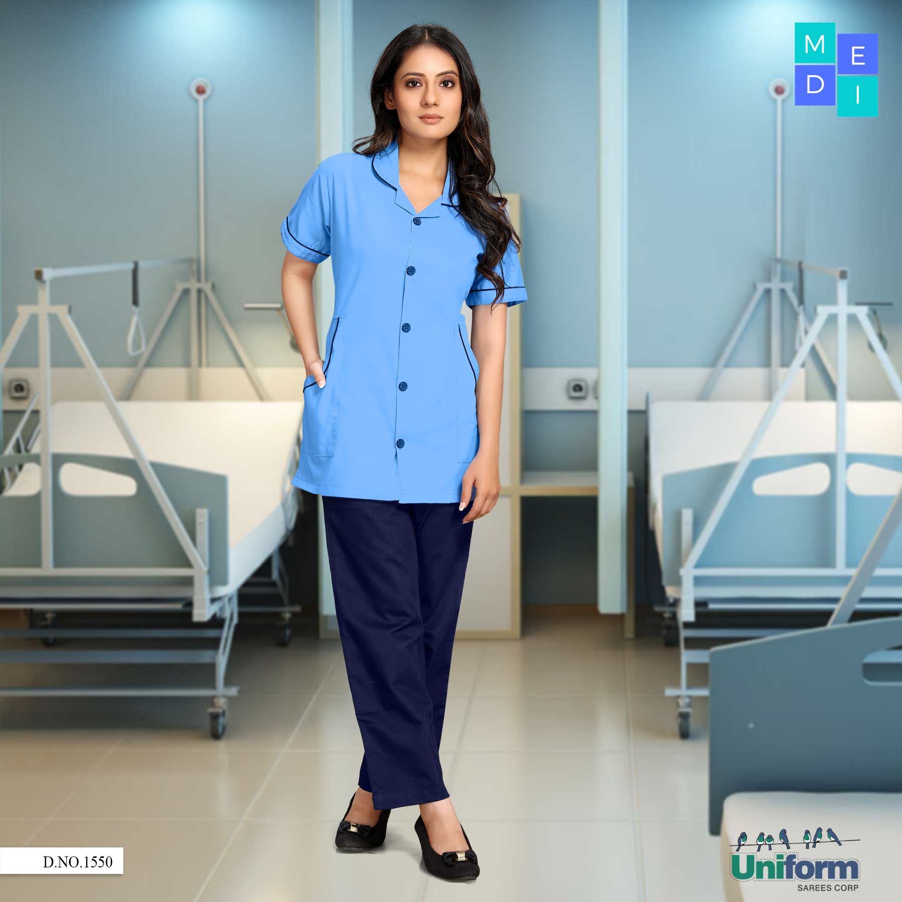 UNIFORM CRAFT Female Nurse Uniform | Hospital Staff, clinics, Home Health,  Nanny Uniforms for Women made of Polyester-Cotton (L, Green & Forest Green)