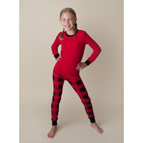 Bear In The Woods Buffalo Check Pajamas Youth Sizes
