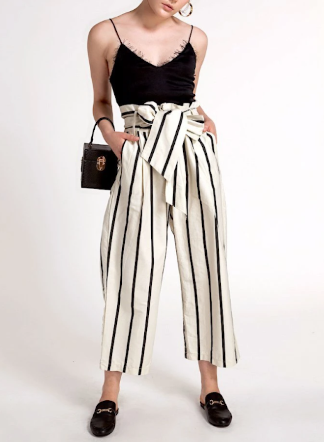 high waisted wide leg striped pants