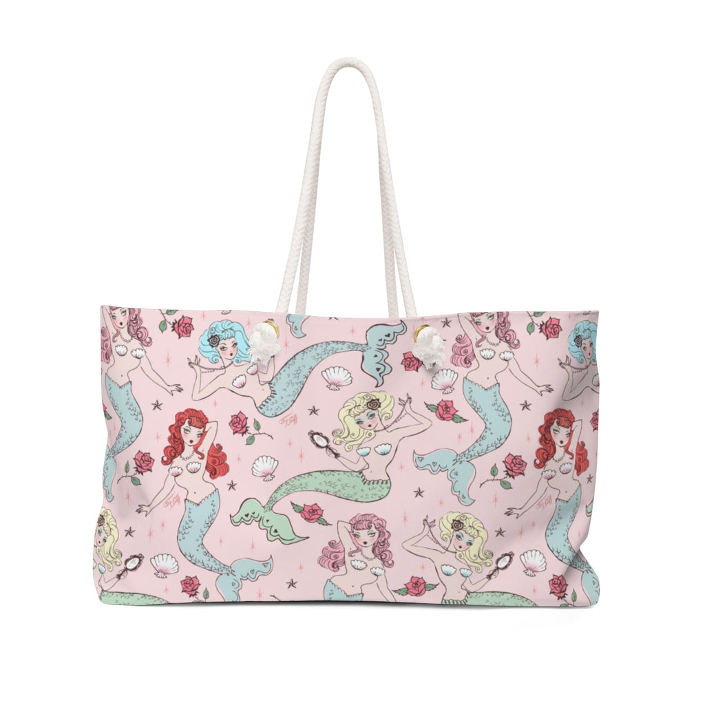 Mermaids and Roses on Pink • Weekender Bag – Miss Fluff's Boutique