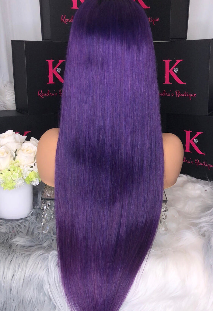 Ready To Ship Deep Grape Purple 1b Dark Roots Full Lace Wig