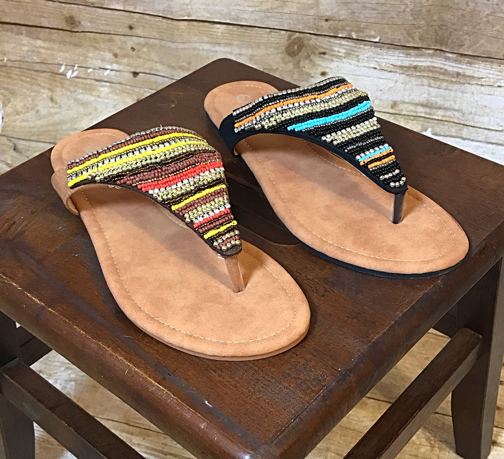 beaded thong sandals