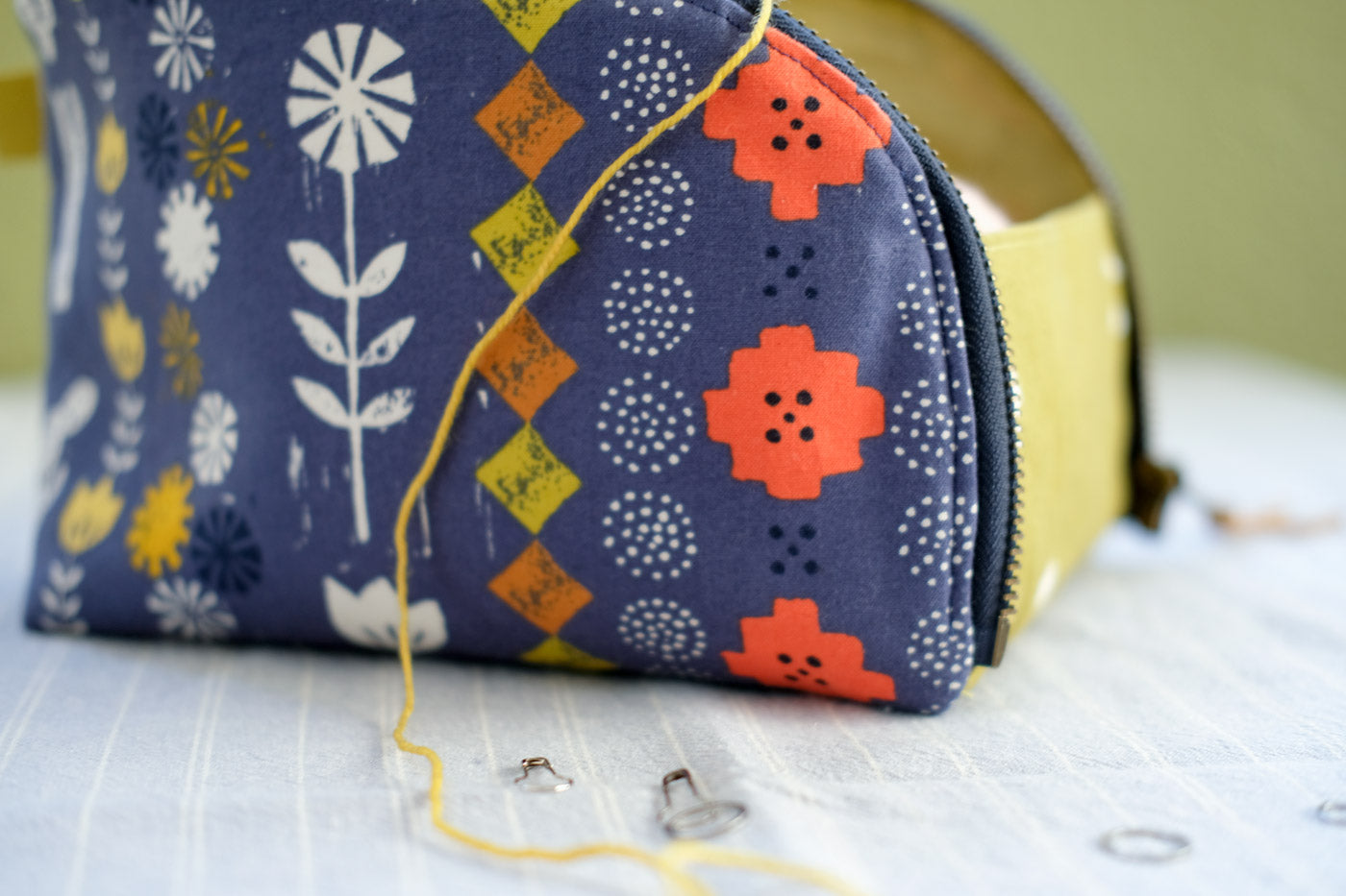 Alexia Abegg's Sunshine fabric made up in an Open-Out-Box-Pouch