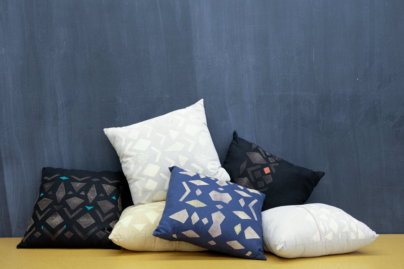 Hand-Printed and Embroidered Pillows