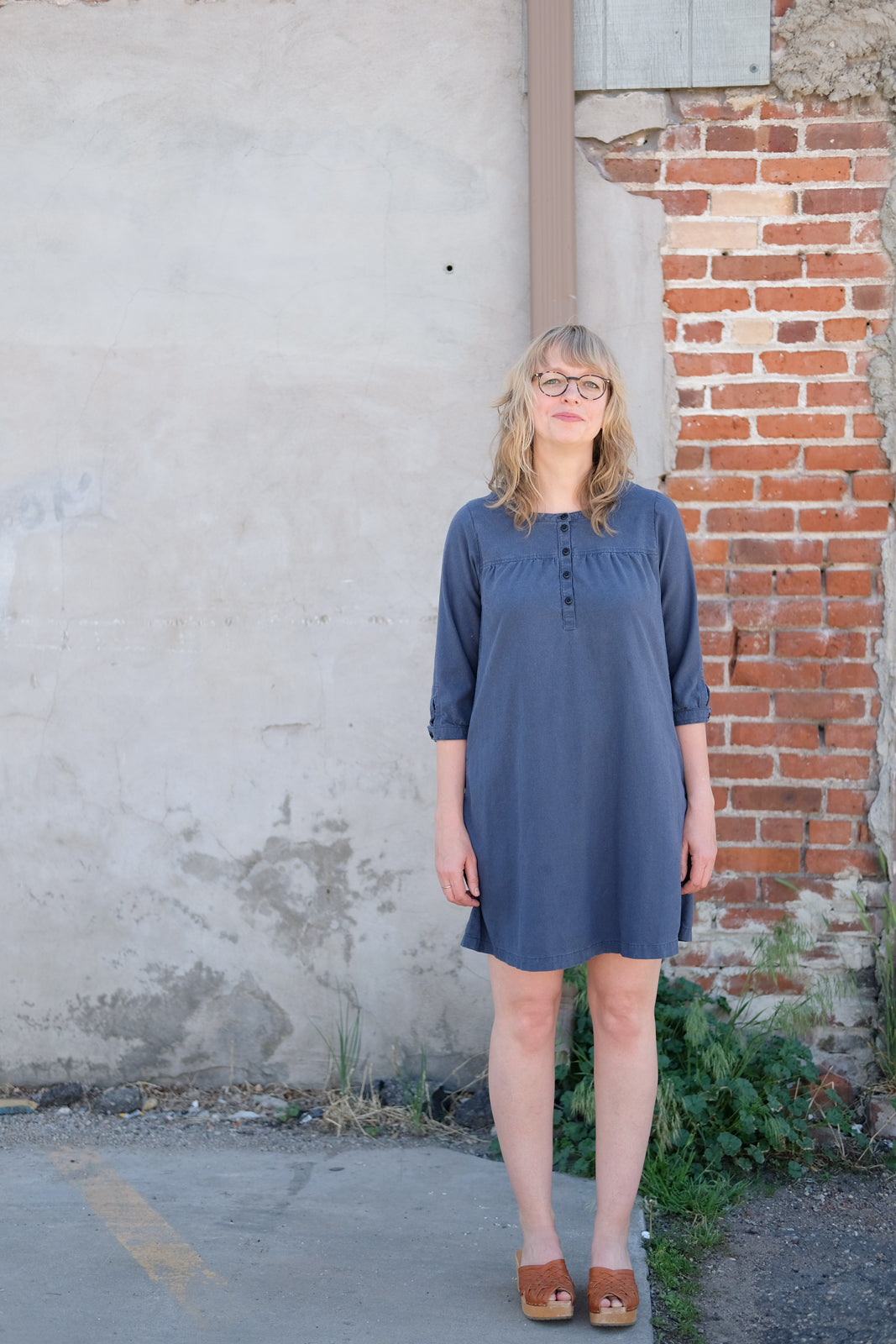 Amber's Blue Raw Silk Noil Brome Dress