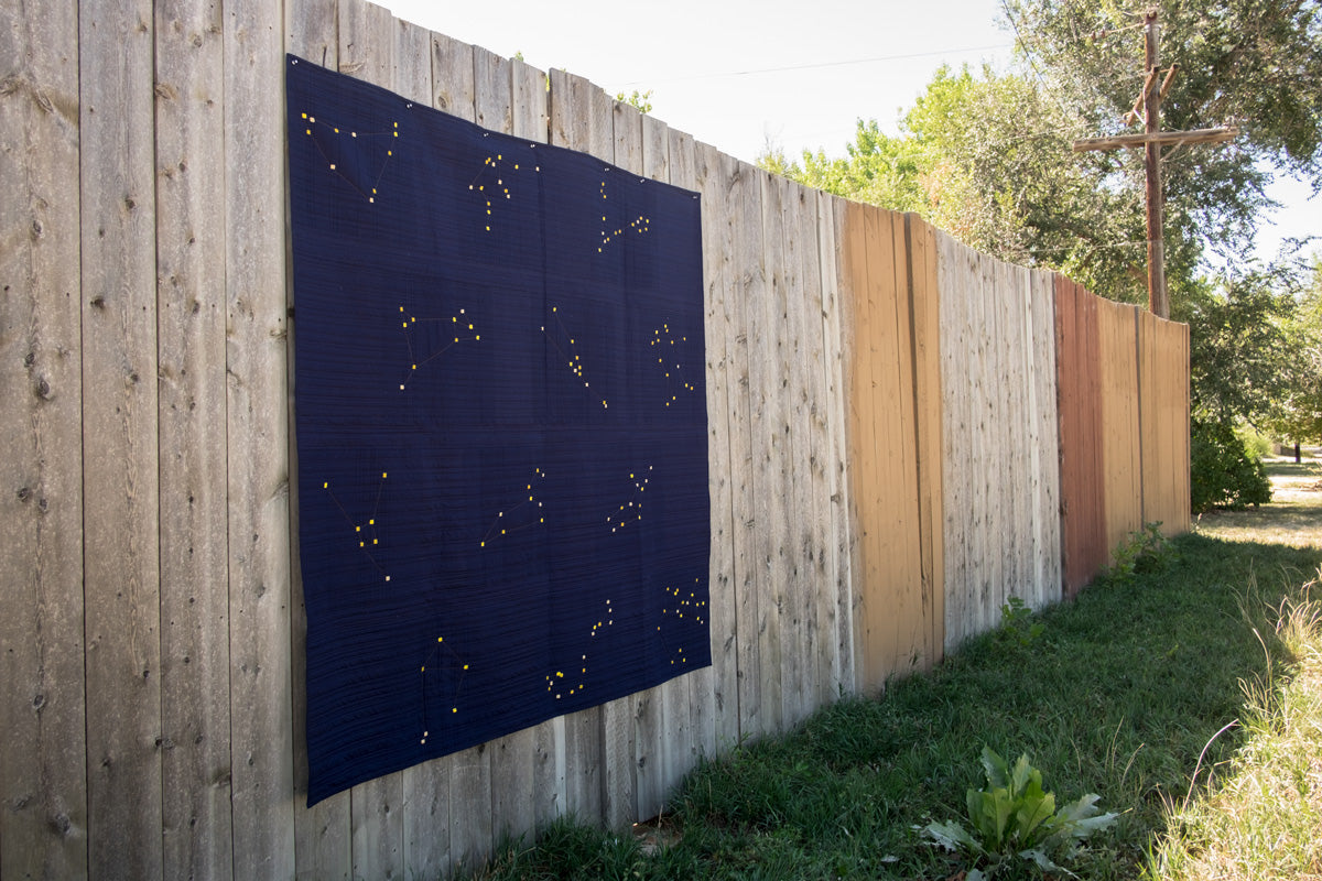 Wideshot of Amber's completed Constellation Quilt