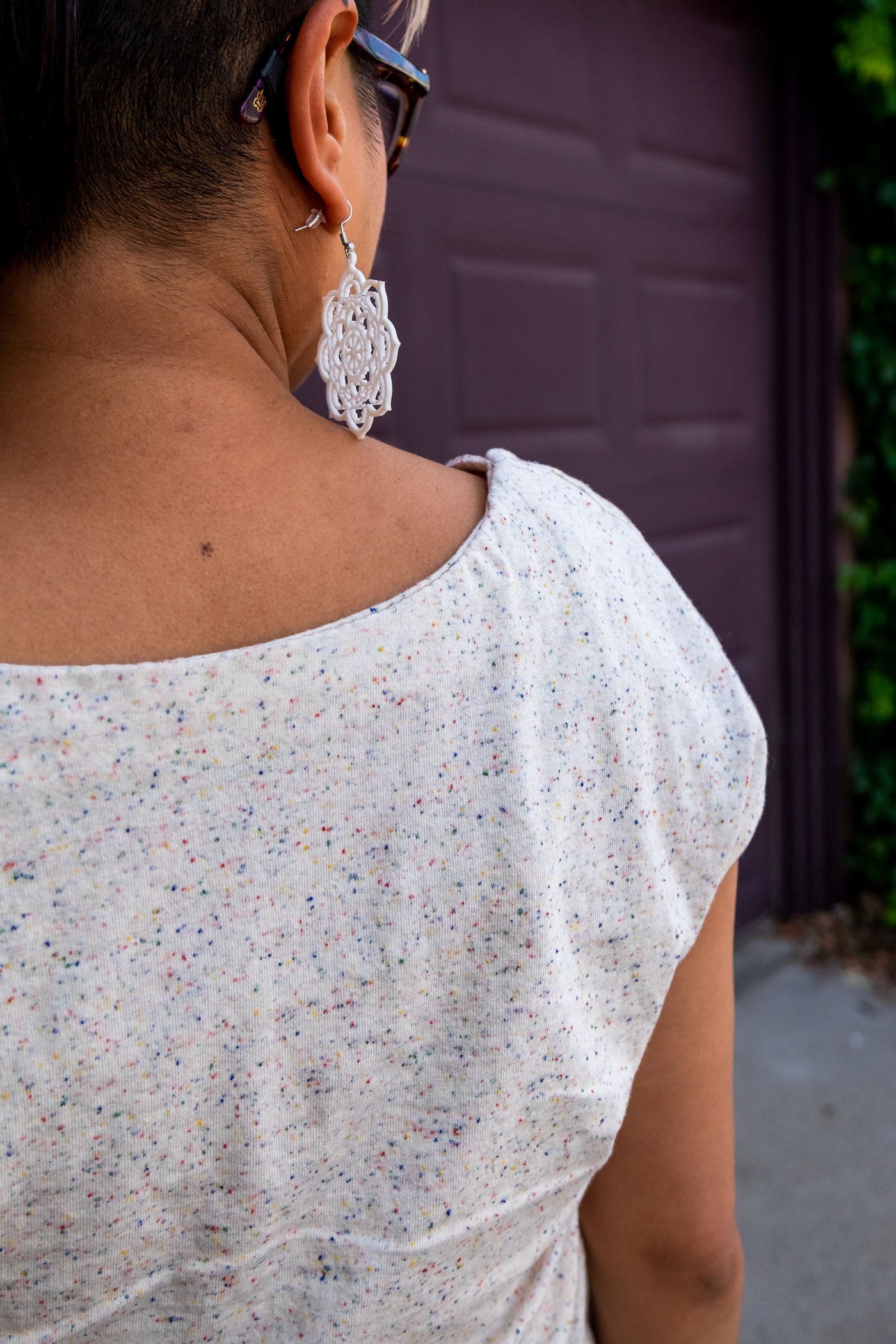 back view of Elyse's square neck top