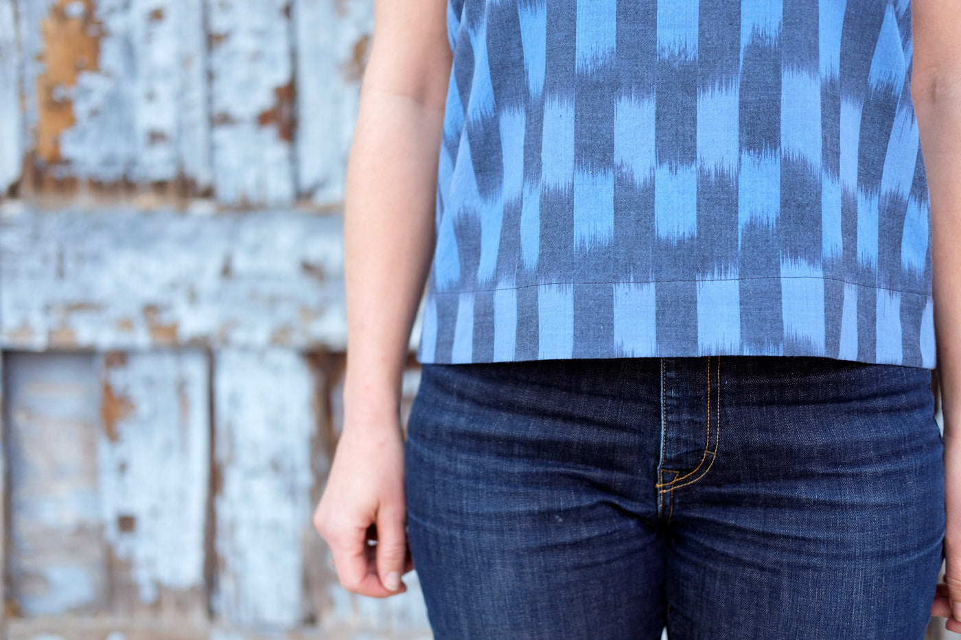 Andover Woven Cotton Ikat Willow Tank