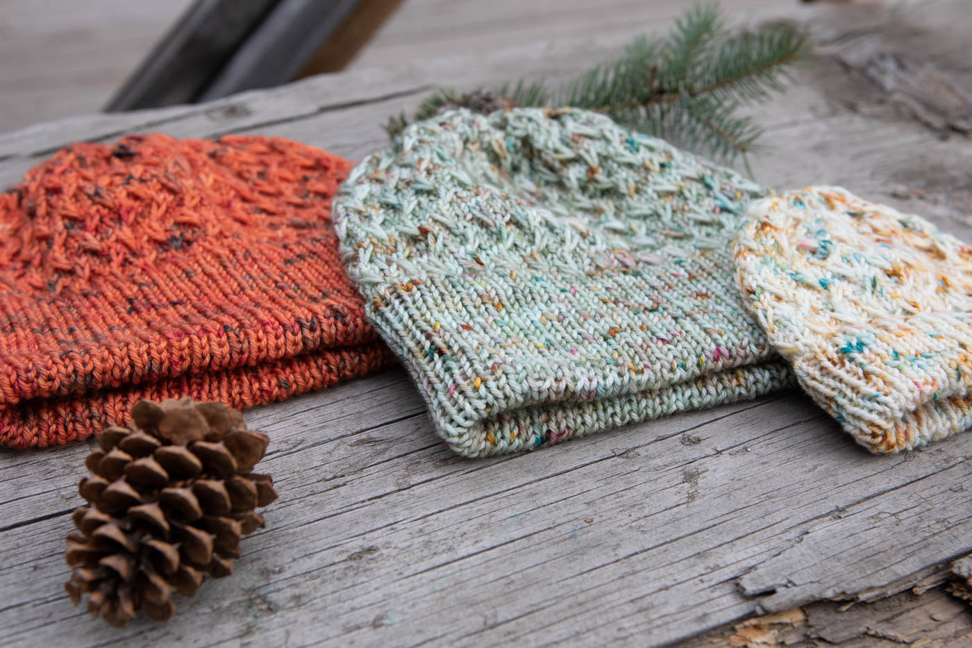 Three knitted hats