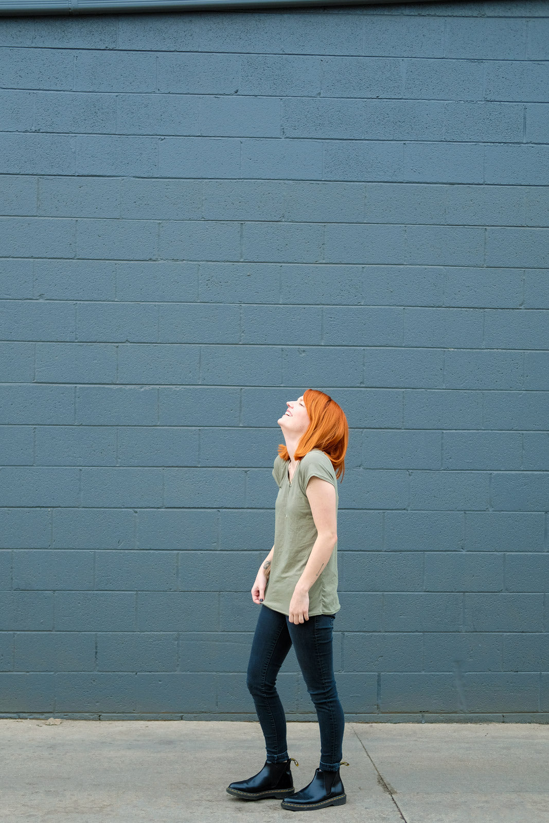 Lauren Laughing in her Montlake Tee