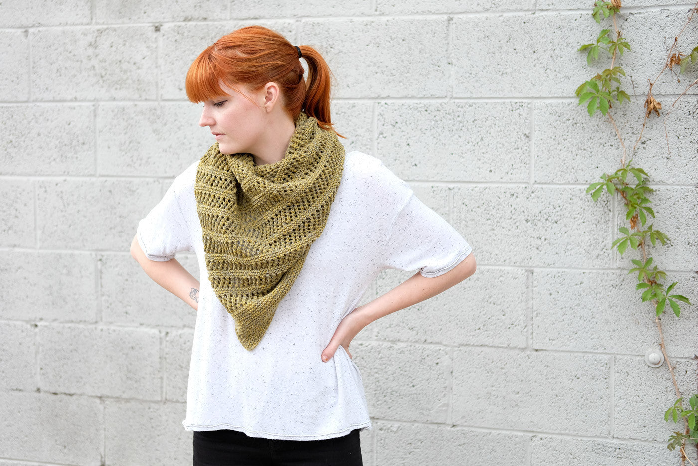Lauren's Pairs Toujours Shawl in marled Spincycle Versus