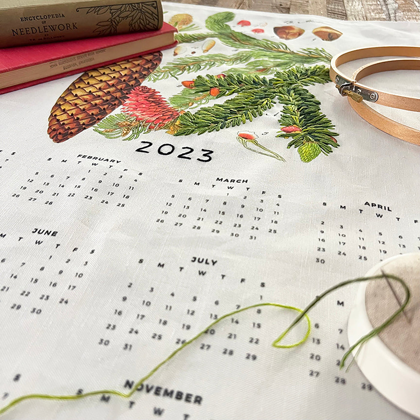 This is an image of the embroidered calendar students will get to make in Robert's class