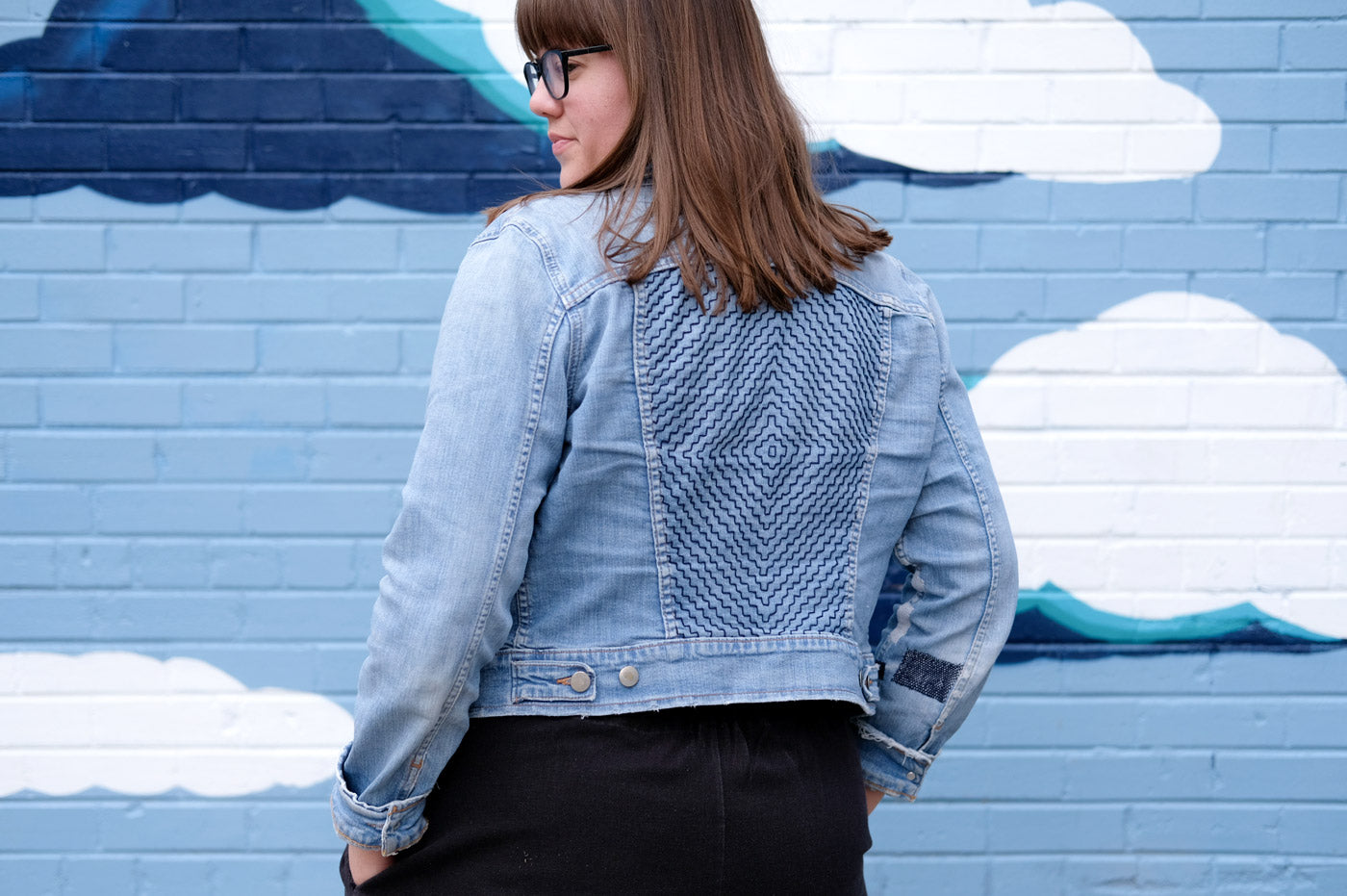 Make + Mend Sashiko Embroidered Denim Jacket