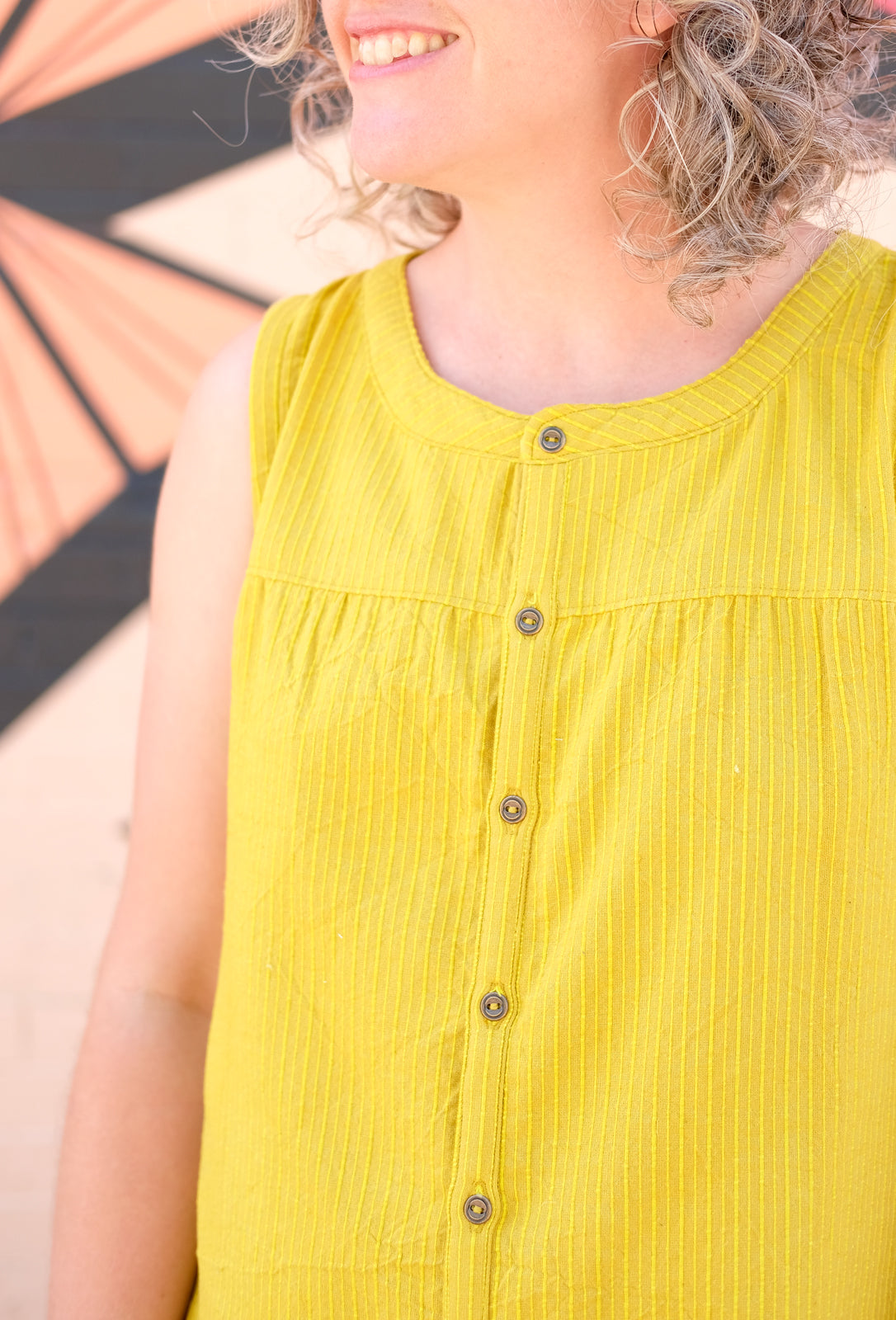 Brome Sleeveless Shirt in bright yellow Mariner Cloth