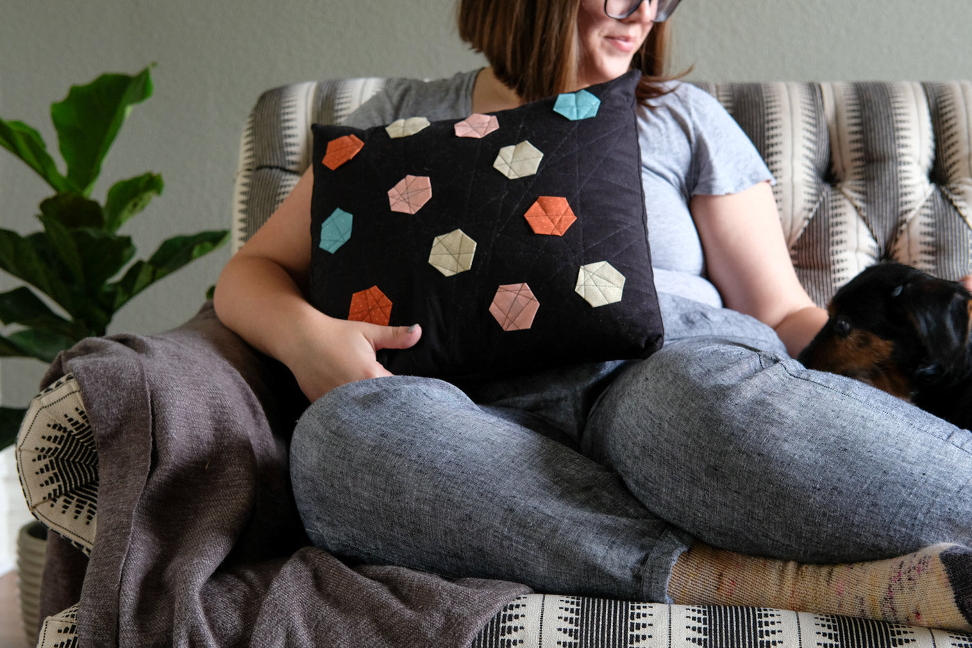 Cozy, Modern Paper Pieced pillow