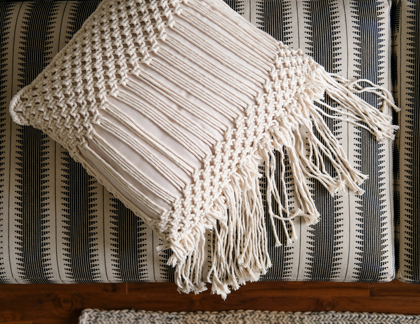 Back of Lauren Wright's Modern Macrame Pillow Cover