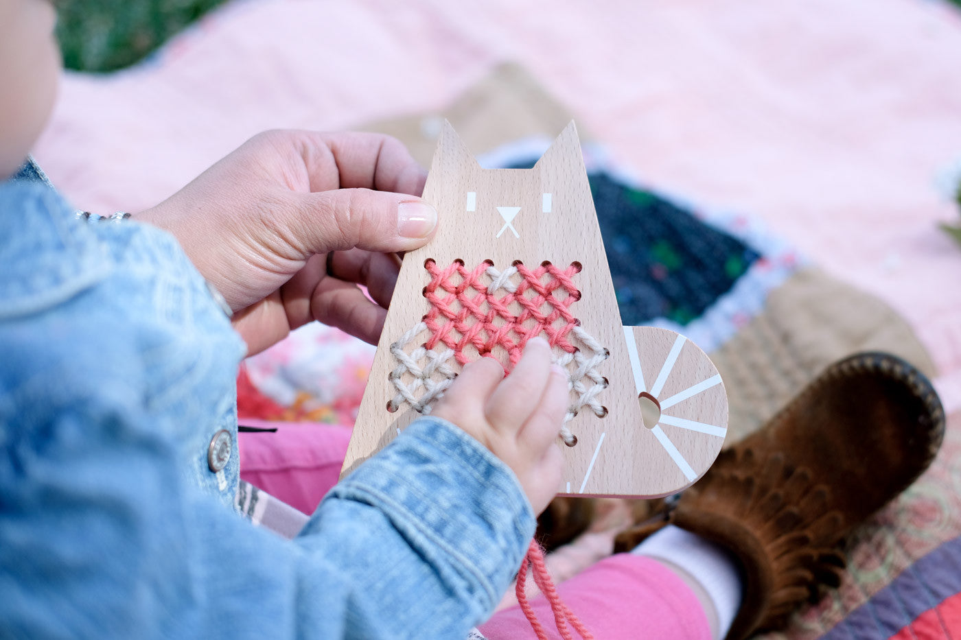 Moon Picnic Cross-Stitch Kitty