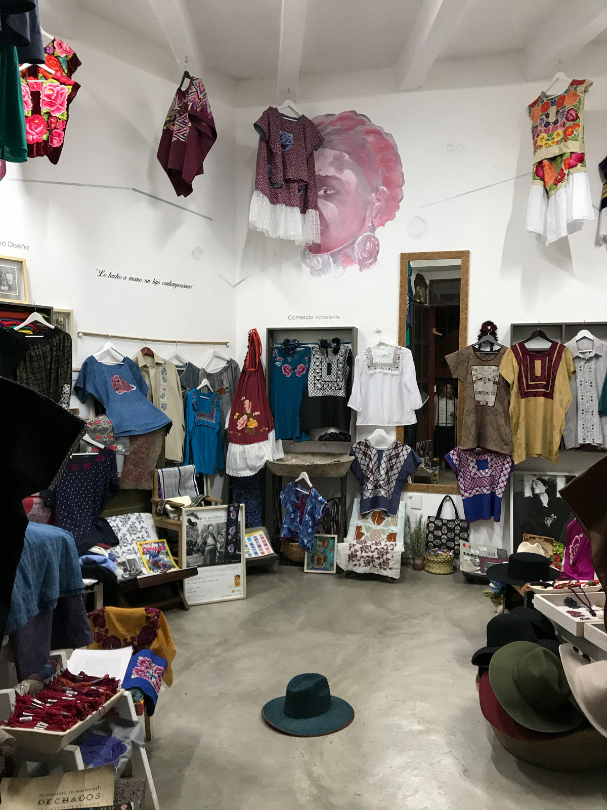 The inside of a dress store in Oaxaca