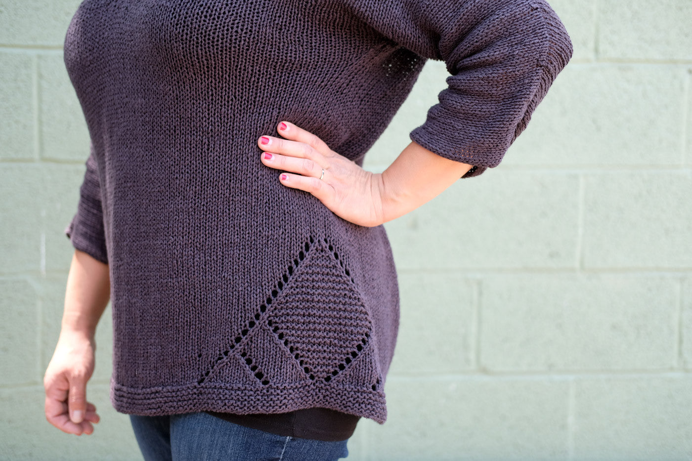 Side view of Tiffani's Nouri Sweater