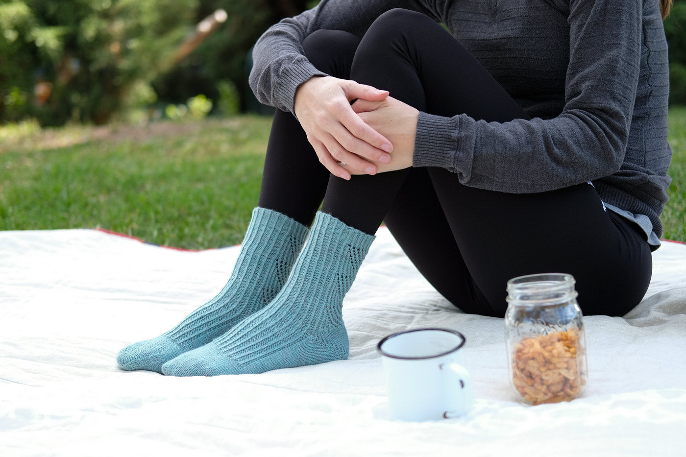 Laura Doty in her cozy refract socks