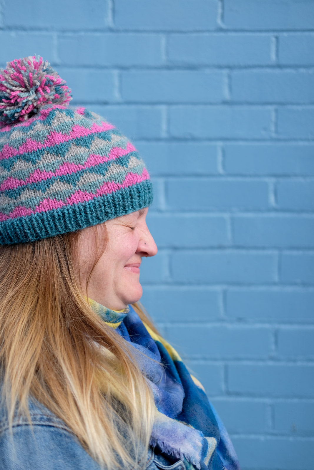 Blue, Pink and Silver Eshaness Hat