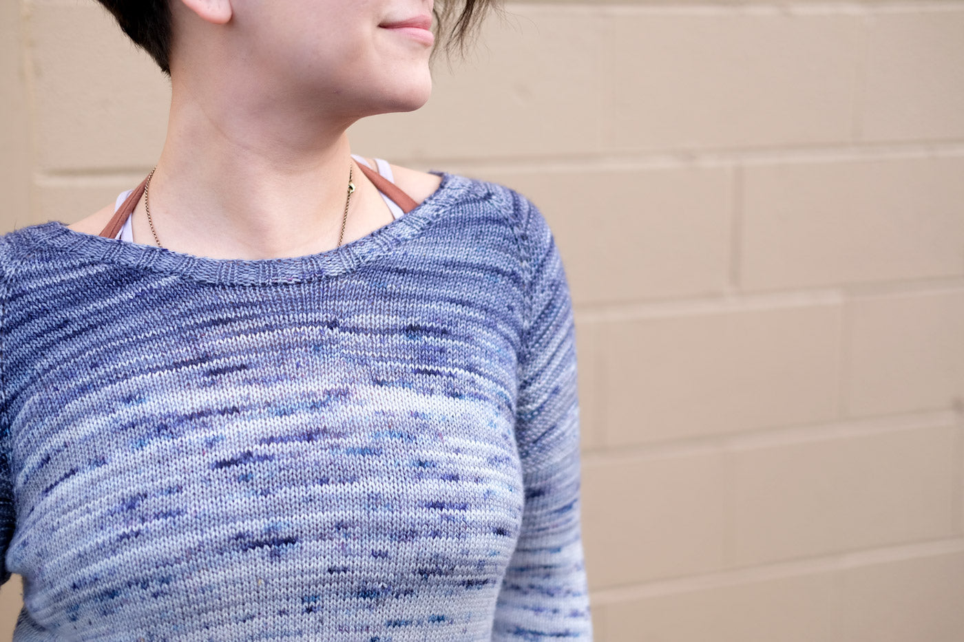 Andrea's So Faded Sweater in a Knerd String Fingering Blue to Light Grey Fade