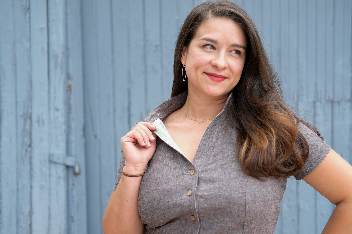 Lined Button Band + Collar of Lenox Shirtdress