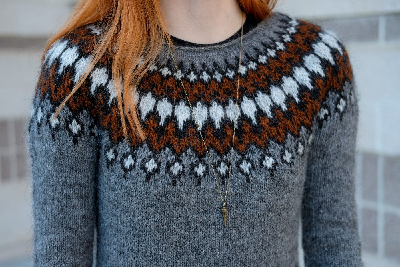 Yoke Detail of Lauren's Triangular Colorwork