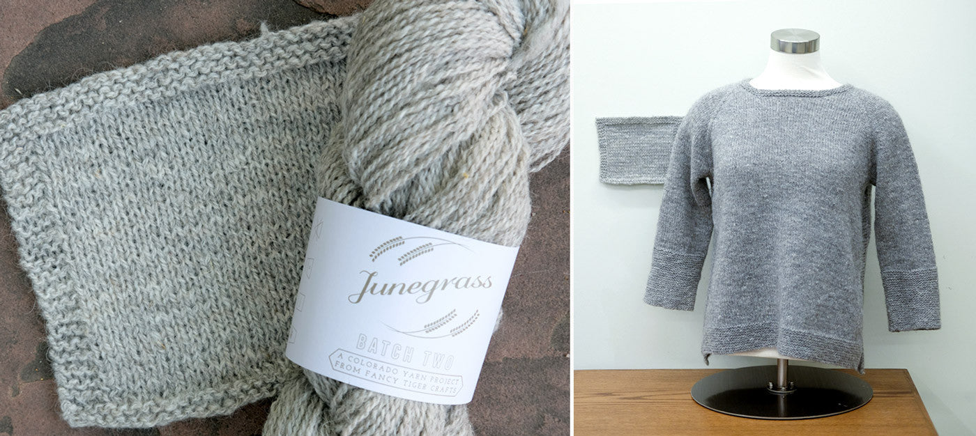 Junegrass Pullover and Batch Two swatch