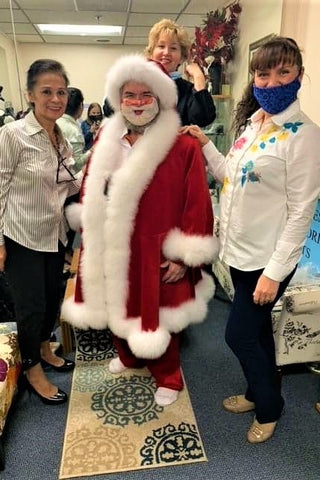 At the Santa costume fitting of Alesia C. atelier with master tailors team at designer's atelier in Buffalo Grove, IL USA. Photo Jacub Wasowski 