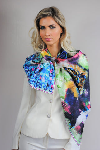 How To Wear Silk Scarf As Shawl With Scarf Ring HighLand Alesia C. Be Happy Silk Scarf