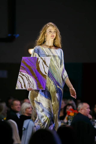 Alesia Chaika Purple Road Kaftan Inspired by the Original Artwork at Lithuanian World Center Chicago Lemont USA