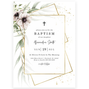 Anemone Florals Baptism Invitation | Forever Your Prints