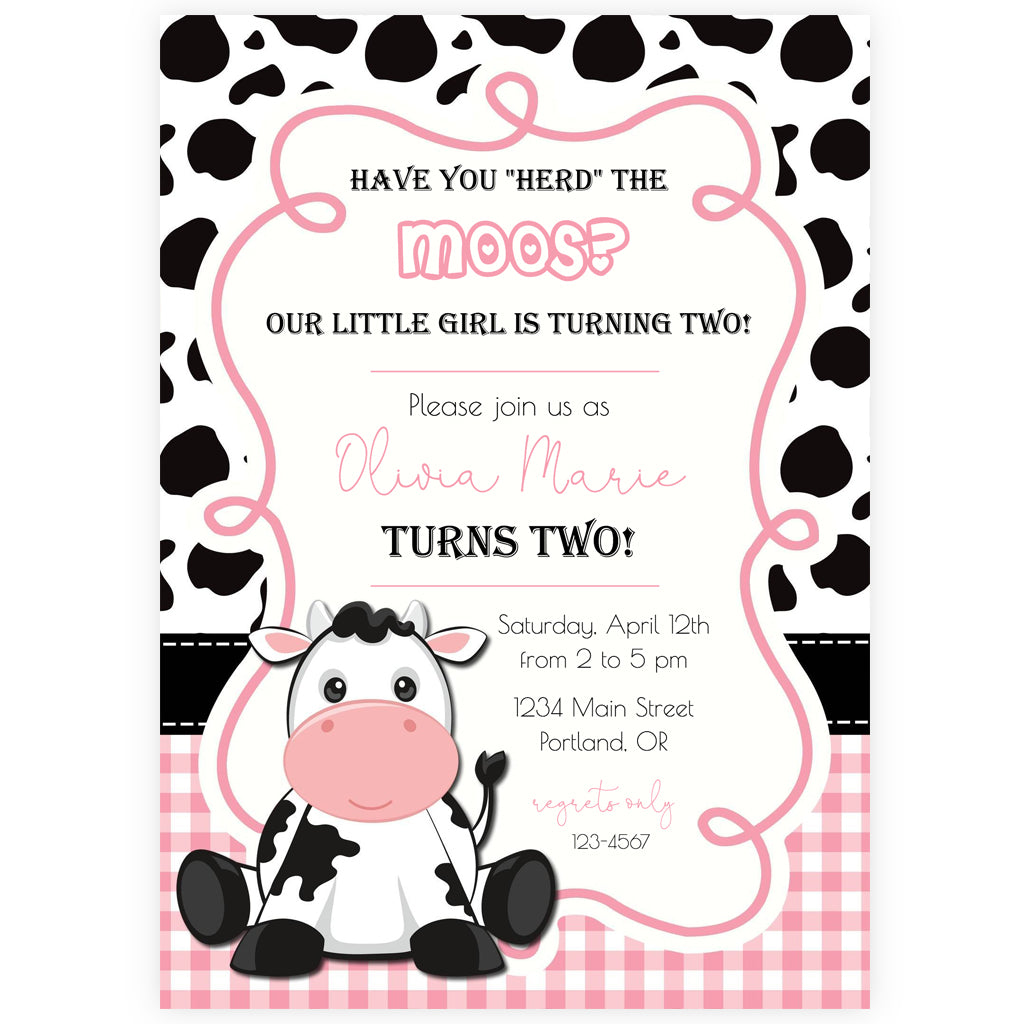 Cow Birthday Party Invitation Forever Your Prints