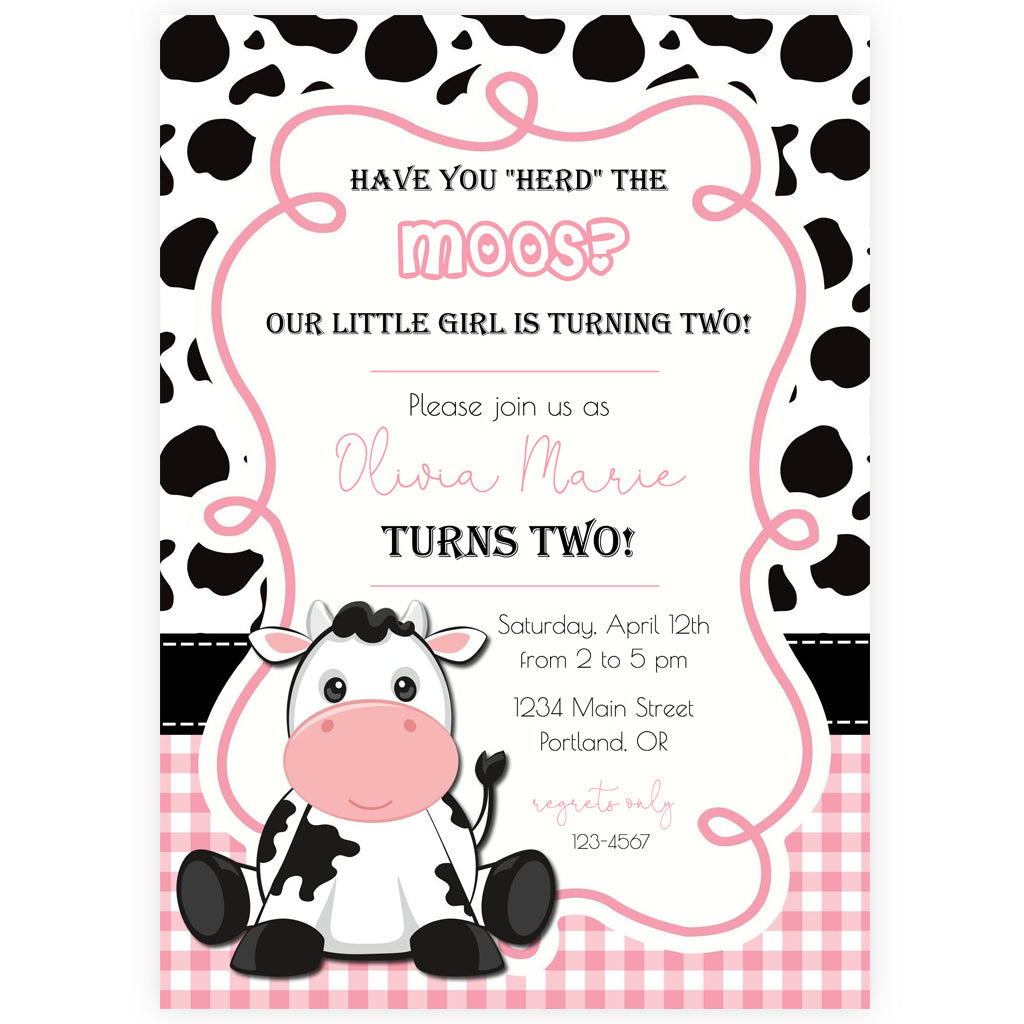 Cow Birthday Party Invitation