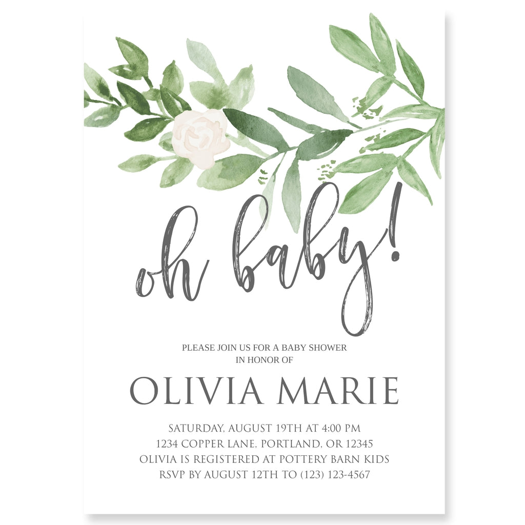 greenery baby shower invitation