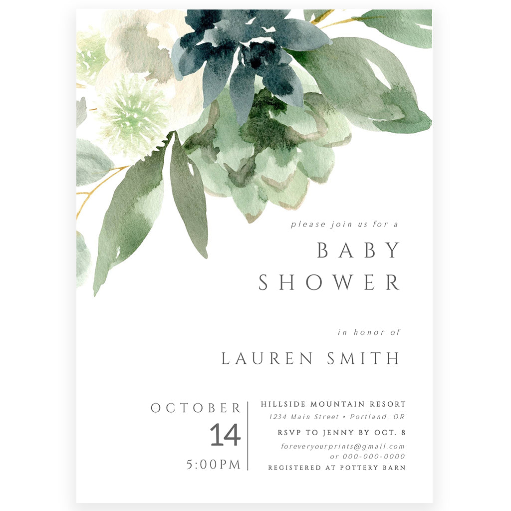 botanical baby shower invitations