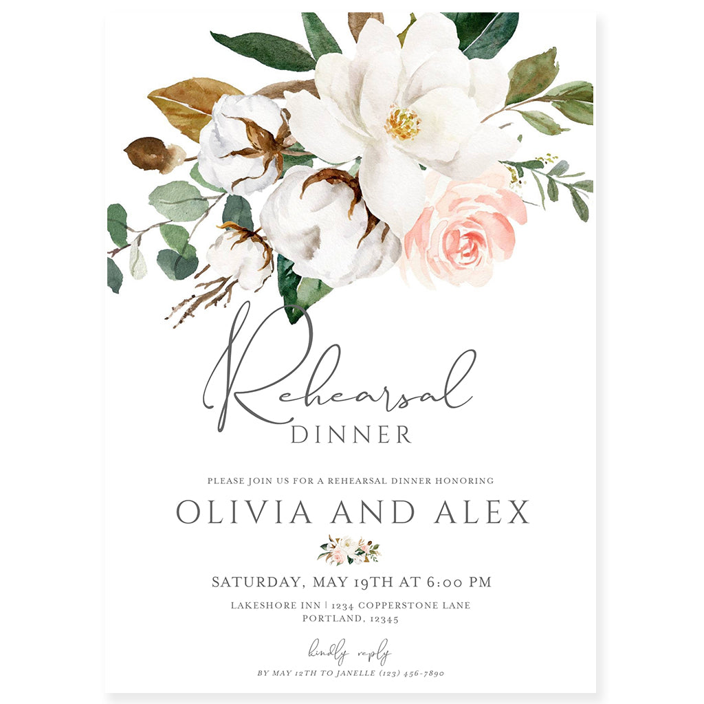 Floral Wedding Rehearsal Dinner Invitation | Forever Your Prints