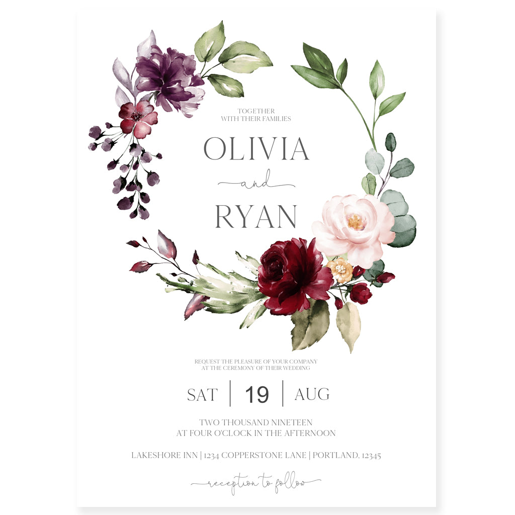 Burgundy Floral Wedding Invitation | Forever Your Prints