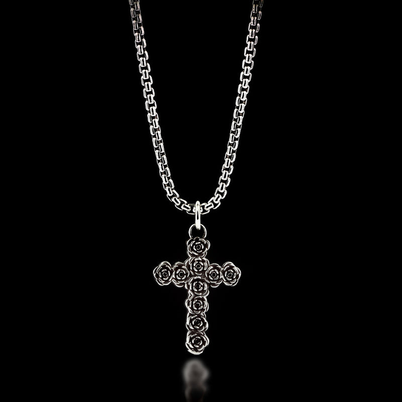 Rose Cross Necklace - Sterling Silver – Twisted Love Jewelry Works NYC