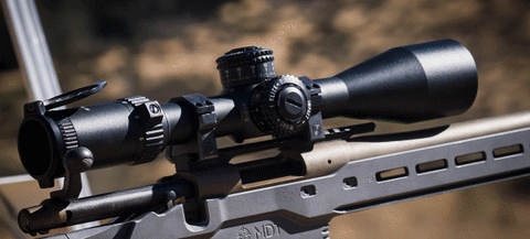 GIF showing the parts that attach a scope to a rifle and where clearance is needed